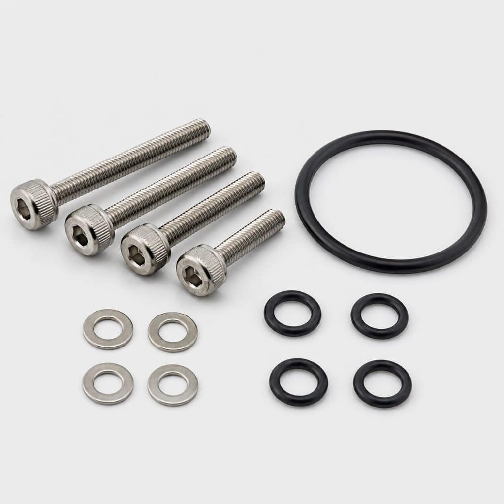 Kit de fixation de débitmètre présenté sur fond clair